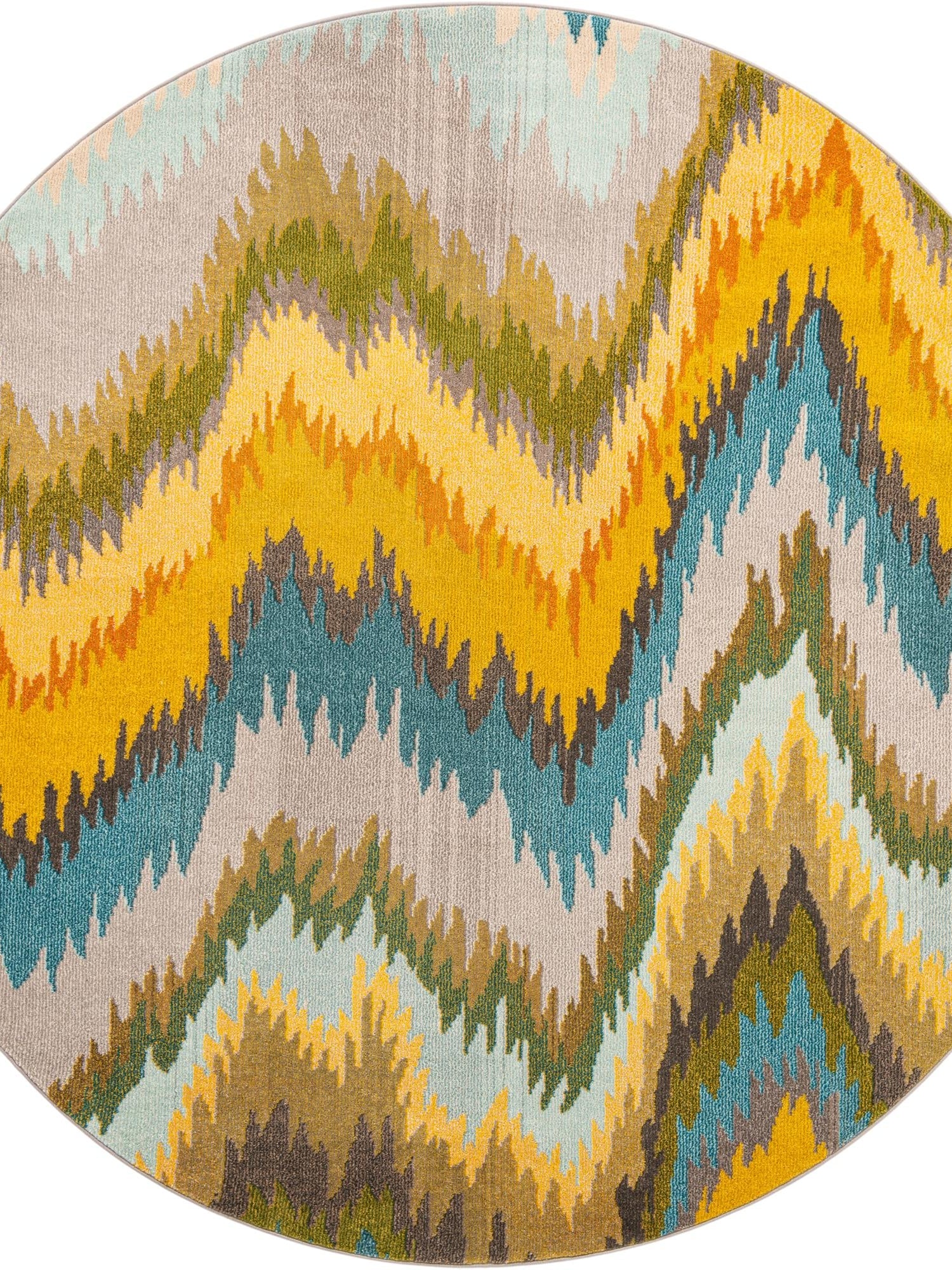 Multicolor 8' x 8' Estrella Round Area Rug 100% Polypropylene Non-Shedding Stain Resistant Carpet Colorful Modern Abstract Design Easy Clean for Home Decor for Sale at Rug Engine