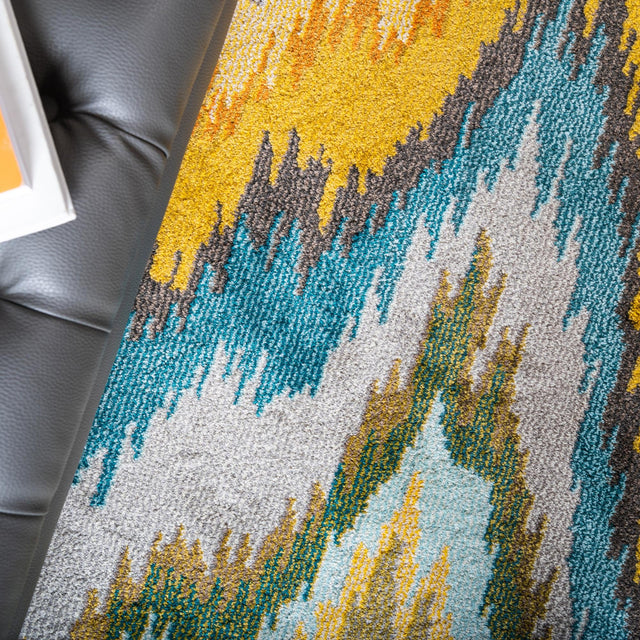 Multicolor 8' x 8' Estrella Round Area Rug 100% Polypropylene Non-Shedding Stain Resistant Carpet Colorful Modern Abstract Design Easy Clean for Home Decor for Sale at Rug Engine
