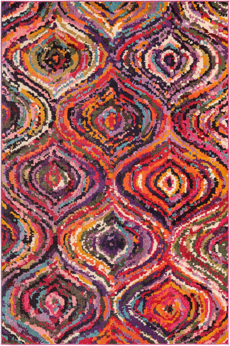 Multicolor 6' 1 x 9' Estrella Rectangle Area Rug 100% Polypropylene Non-Shedding Stain Resistant Carpet Colorful Modern Abstract Design Easy Clean for Home Decor for Sale at Rug Engine