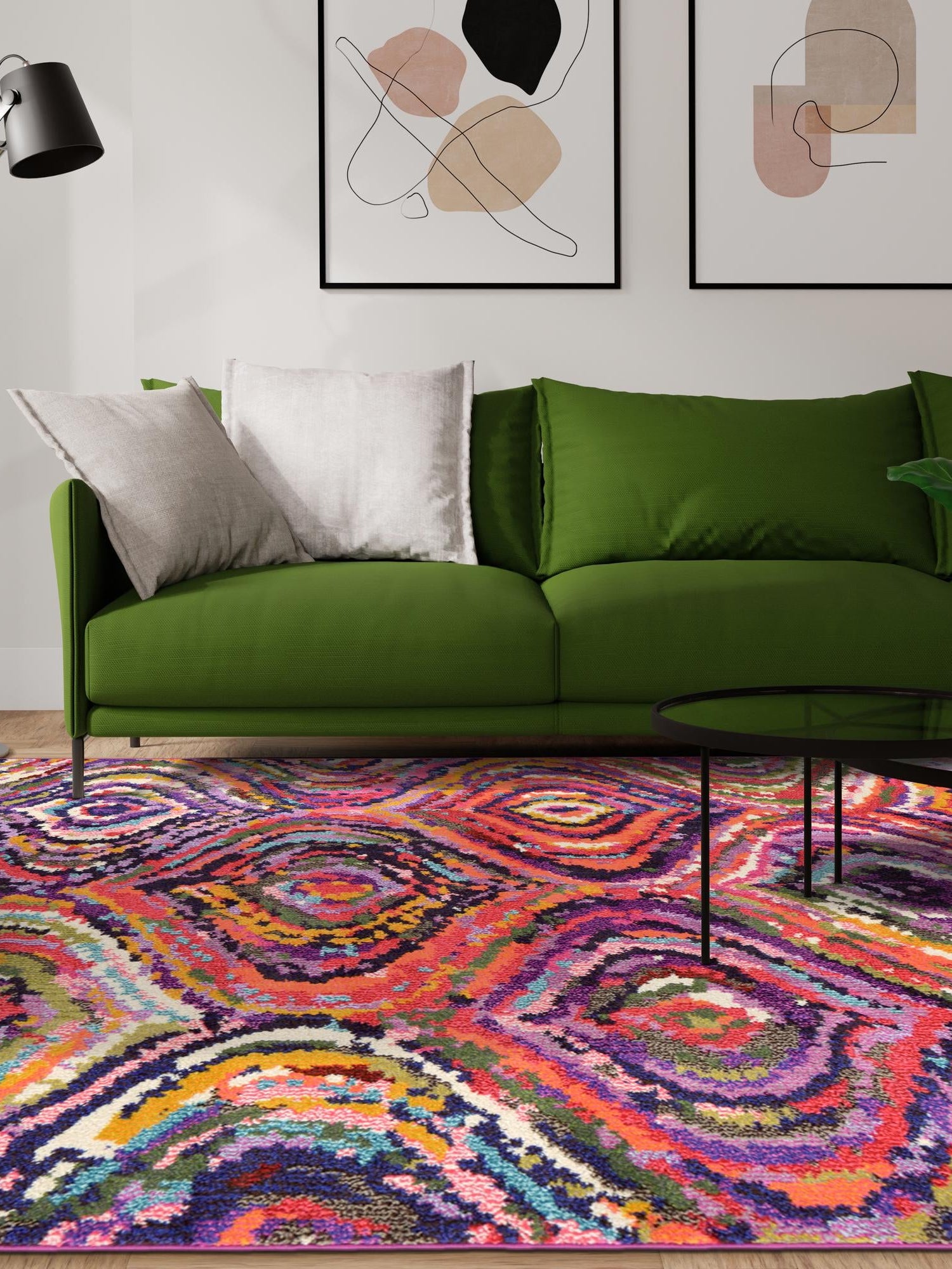 Multicolor 9' x 12' 2 Estrella Rectangle Area Rug 100% Polypropylene Non-Shedding Stain Resistant Carpet Colorful Modern Abstract Design Easy Clean for Home Decor for Sale at Rug Engine