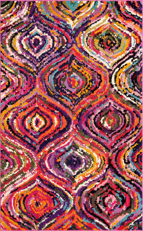 Multicolor 5' 1 x 8' Estrella Rectangle Area Rug 100% Polypropylene Non-Shedding Stain Resistant Carpet Colorful Modern Abstract Design Easy Clean for Home Decor for Sale at Rug Engine