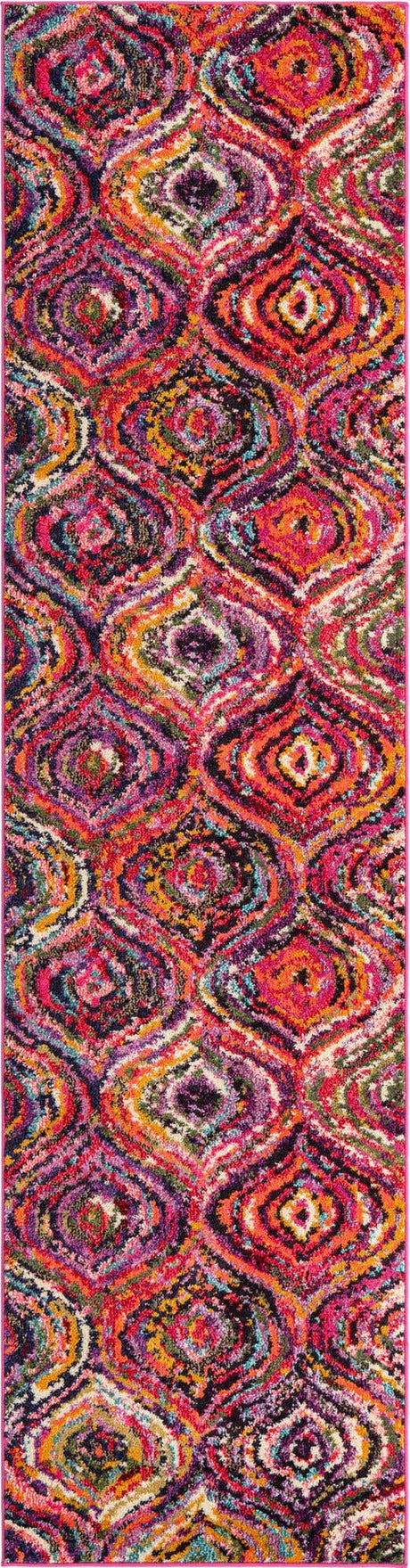 Multicolor 2' 7 x 10' Estrella Runner Area Rug 100% Polypropylene Non-Shedding Stain Resistant Carpet Colorful Modern Abstract Design Easy Clean for Home Decor for Sale at Rug Engine
