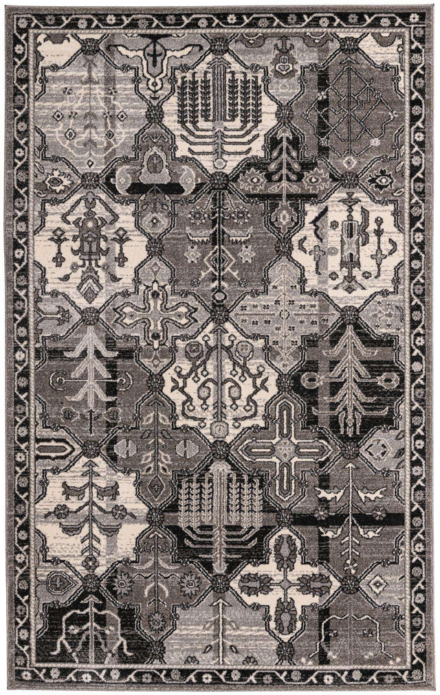 Gray 5' 3 x 8' La Jolla Rectangle Area Rug 100% Polypropylene Traditional Pattern Easy Clean Carpet for Living, Dining, Bedroom, Office for Sale at Rug Engine