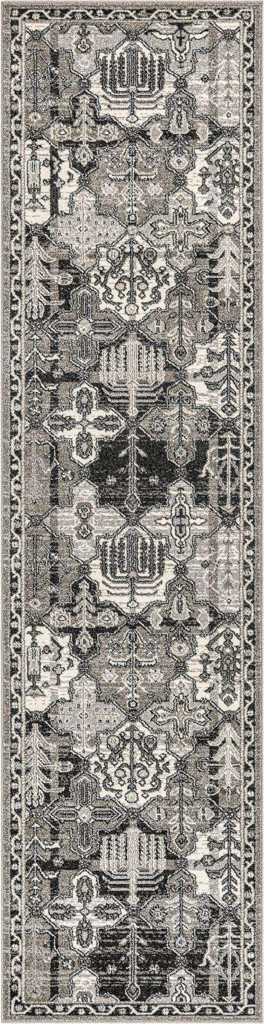 Gray 2' 7 x 10' La Jolla Runner Area Rug 100% Polypropylene Traditional Pattern Easy Clean Carpet for Living, Dining, Bedroom, Office for Sale at Rug Engine