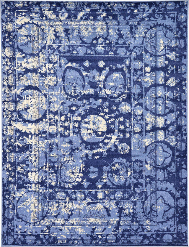 Blue 9' x 12' La Jolla Rectangle Area Rug 100% Polypropylene Traditional Pattern Easy Clean Carpet for Living, Dining, Bedroom, Office for Sale at Rug Engine