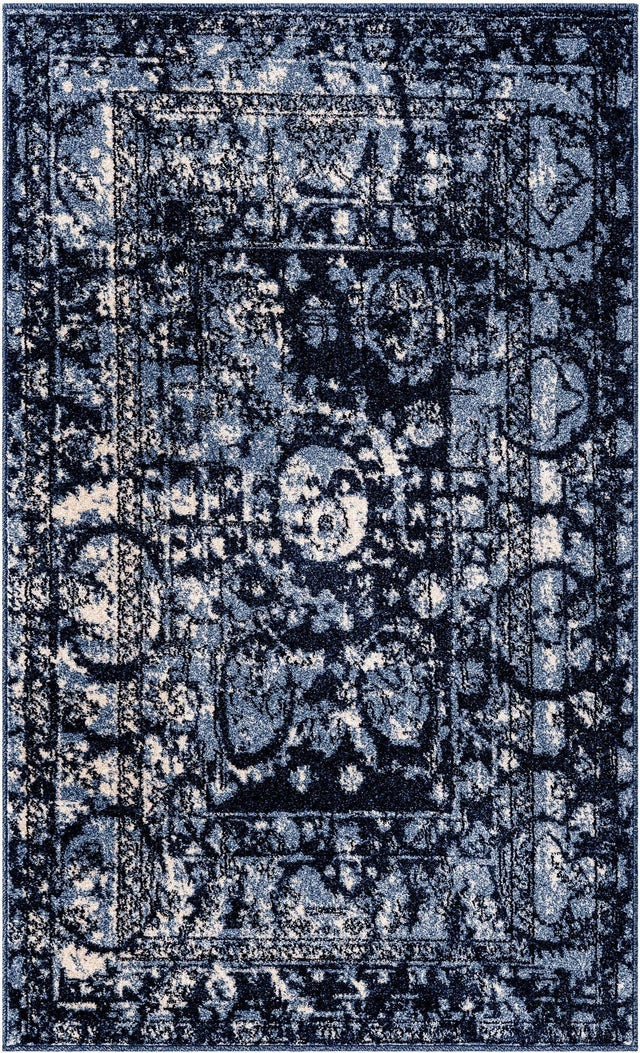 Blue 3' 1 x 5' 3 La Jolla Rectangle Area Rug 100% Polypropylene Traditional Pattern Easy Clean Carpet for Living, Dining, Bedroom, Office for Sale at Rug Engine