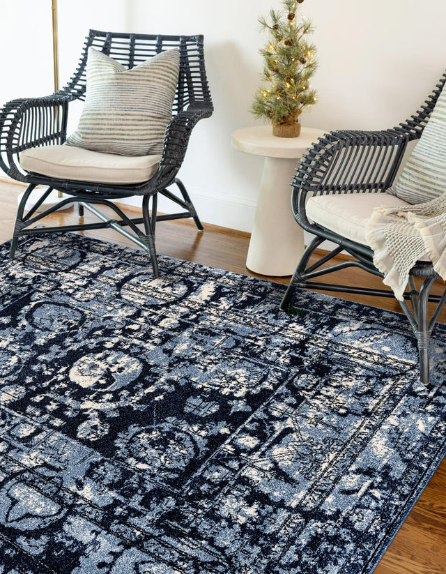 Blue 10' x 14' 1 La Jolla Rectangle Area Rug 100% Polypropylene Traditional Pattern Easy Clean Carpet for Living, Dining, Bedroom, Office for Sale at Rug Engine