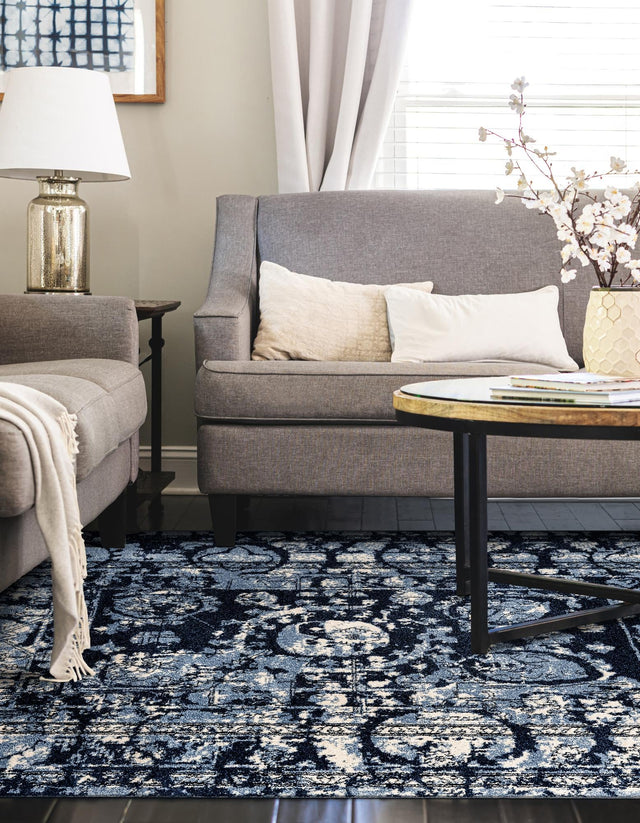 Blue 10' x 14' 1 La Jolla Rectangle Area Rug 100% Polypropylene Traditional Pattern Easy Clean Carpet for Living, Dining, Bedroom, Office for Sale at Rug Engine
