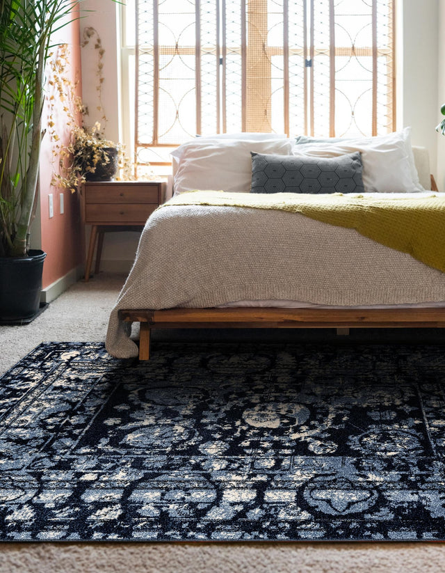 Blue 10' x 14' 1 La Jolla Rectangle Area Rug 100% Polypropylene Traditional Pattern Easy Clean Carpet for Living, Dining, Bedroom, Office for Sale at Rug Engine