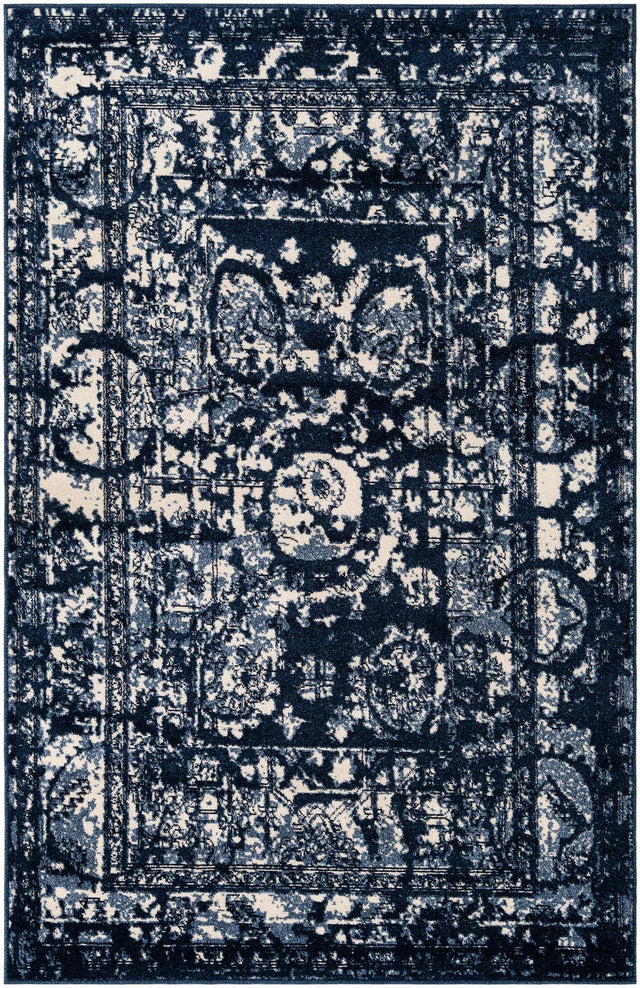 Blue 5' 3 x 8' La Jolla Rectangle Area Rug 100% Polypropylene Traditional Pattern Easy Clean Carpet for Living, Dining, Bedroom, Office for Sale at Rug Engine