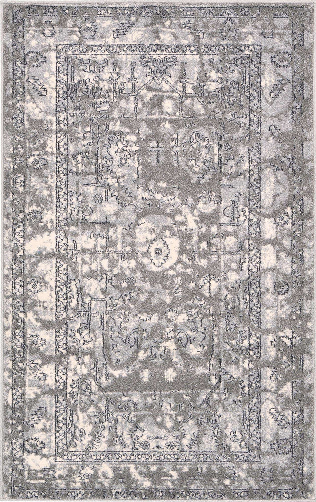 Gray 3' 1 x 5' 3 La Jolla Rectangle Area Rug 100% Polypropylene Traditional Pattern Easy Clean Carpet for Living, Dining, Bedroom, Office for Sale at Rug Engine
