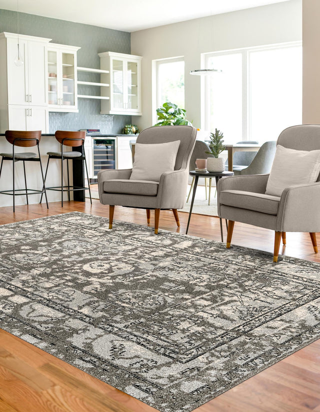 Gray 3' 1 x 5' 3 La Jolla Rectangle Area Rug 100% Polypropylene Traditional Pattern Easy Clean Carpet for Living, Dining, Bedroom, Office for Sale at Rug Engine