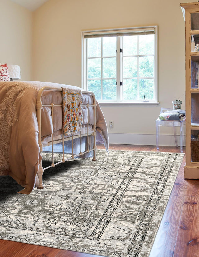 Gray 3' 1 x 5' 3 La Jolla Rectangle Area Rug 100% Polypropylene Traditional Pattern Easy Clean Carpet for Living, Dining, Bedroom, Office for Sale at Rug Engine