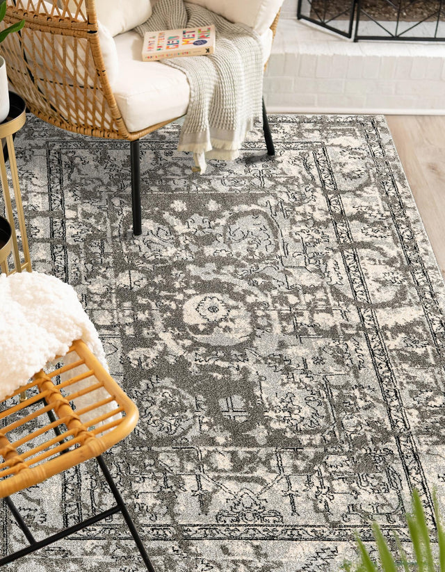 Gray 3' 1 x 5' 3 La Jolla Rectangle Area Rug 100% Polypropylene Traditional Pattern Easy Clean Carpet for Living, Dining, Bedroom, Office for Sale at Rug Engine