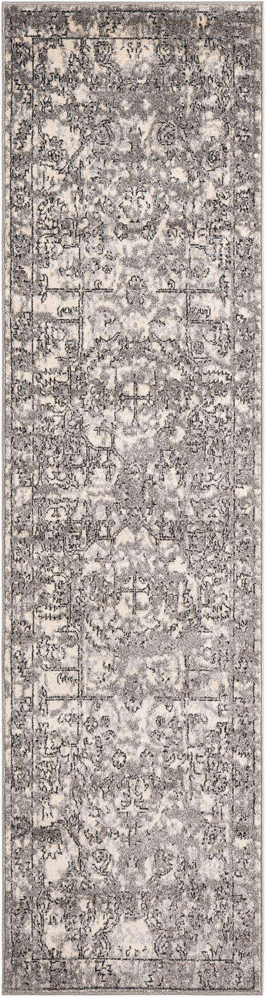 Gray 2' 7 x 10' La Jolla Runner Area Rug 100% Polypropylene Traditional Pattern Easy Clean Carpet for Living, Dining, Bedroom, Office for Sale at Rug Engine