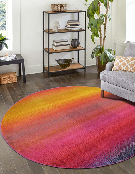 Multicolor 8' x 8' Estrella Round Area Rug 100% Polypropylene Non-Shedding Stain Resistant Carpet Colorful Modern Abstract Design Easy Clean for Home Decor for Sale at Rug Engine
