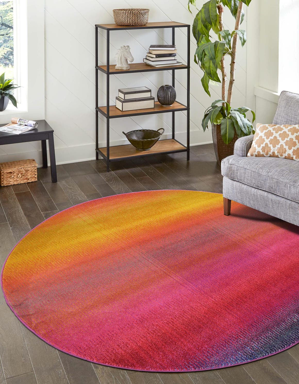 Multicolor 6' 1 x 6' 1 Estrella Round Area Rug 100% Polypropylene Non-Shedding Stain Resistant Carpet Colorful Modern Abstract Design Easy Clean for Home Decor for Sale at Rug Engine