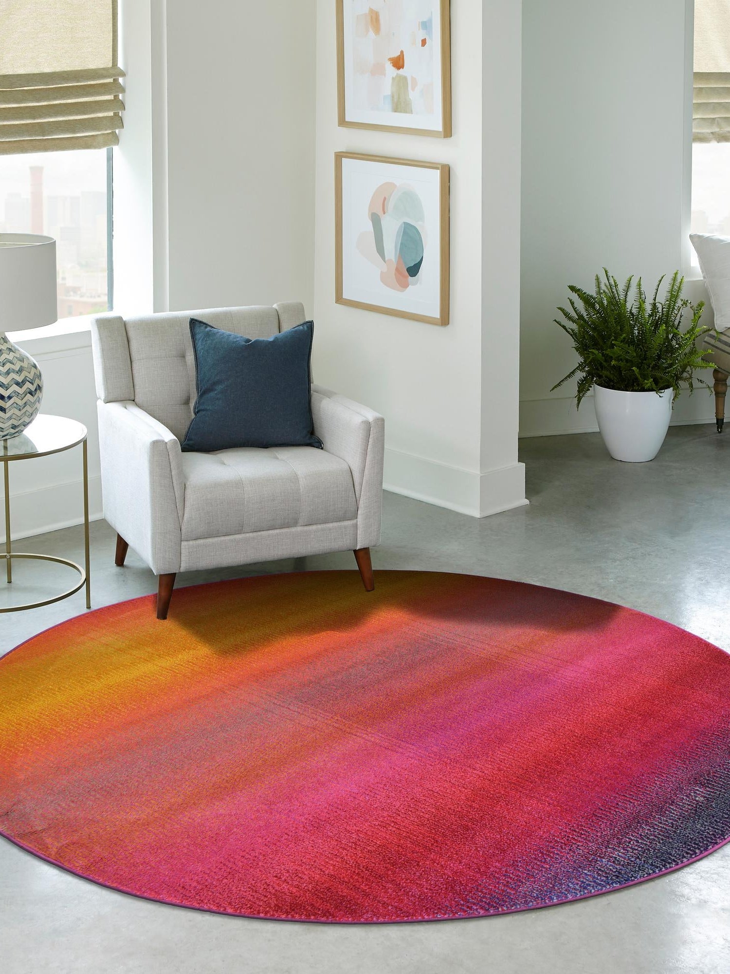 Multicolor 6' 1 x 6' 1 Estrella Round Area Rug 100% Polypropylene Non-Shedding Stain Resistant Carpet Colorful Modern Abstract Design Easy Clean for Home Decor for Sale at Rug Engine