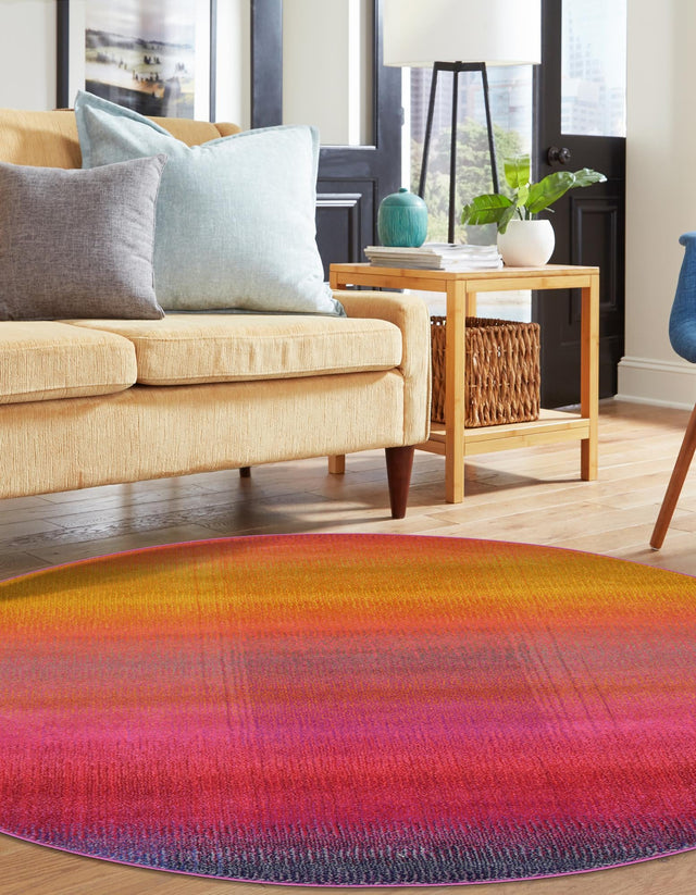 Multicolor 8' x 8' Estrella Round Area Rug 100% Polypropylene Non-Shedding Stain Resistant Carpet Colorful Modern Abstract Design Easy Clean for Home Decor for Sale at Rug Engine