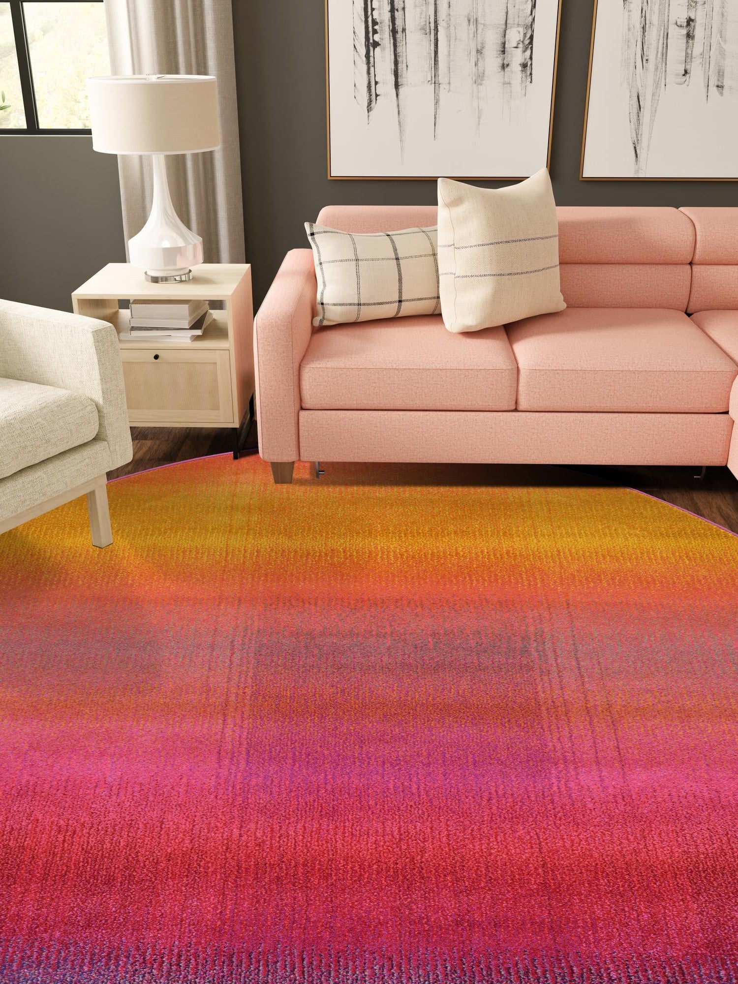 Multicolor 8' x 8' Estrella Round Area Rug 100% Polypropylene Non-Shedding Stain Resistant Carpet Colorful Modern Abstract Design Easy Clean for Home Decor for Sale at Rug Engine