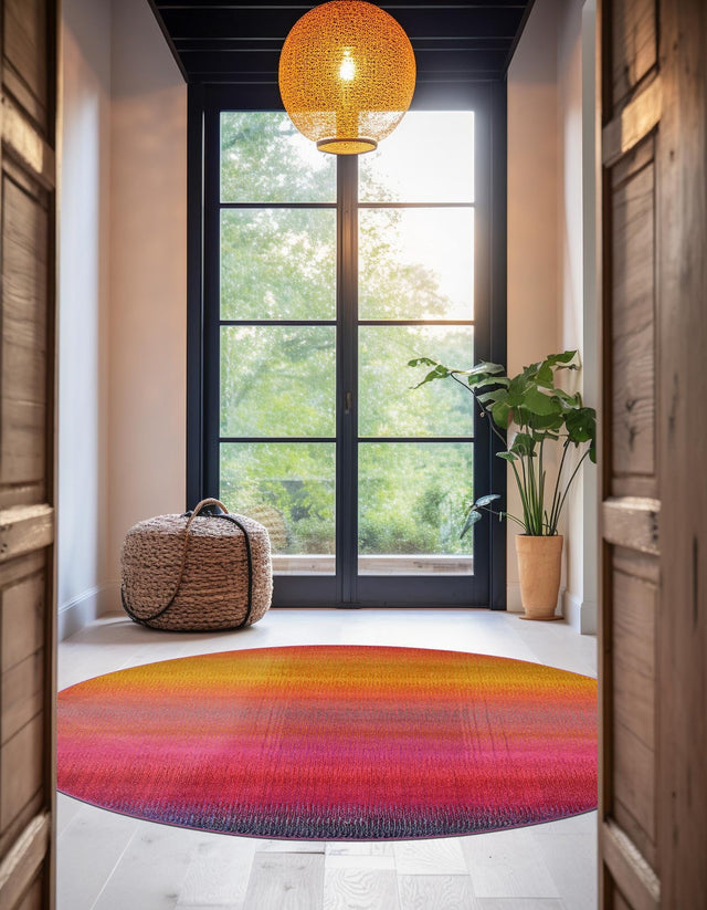 Multicolor 8' x 8' Estrella Round Area Rug 100% Polypropylene Non-Shedding Stain Resistant Carpet Colorful Modern Abstract Design Easy Clean for Home Decor for Sale at Rug Engine