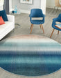Blue 8' x 8' Estrella Round Area Rug 100% Polypropylene Non-Shedding Stain Resistant Carpet Colorful Modern Abstract Design Easy Clean for Home Decor for Sale at Rug Engine