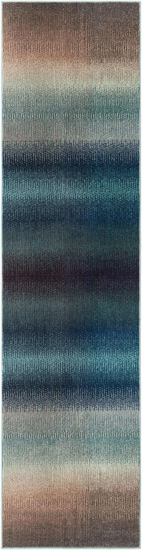 Blue 2' 7 x 10' Estrella Runner Area Rug 100% Polypropylene Non-Shedding Stain Resistant Carpet Colorful Modern Abstract Design Easy Clean for Home Decor for Sale at Rug Engine