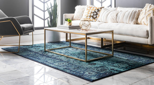 Blue 7' 1 x 10' Medici Rectangle Area Rug 100% Polypropylene Traditional Vintage Classic Carpet for Home Interior Design Decor for Sale at Rug Engine