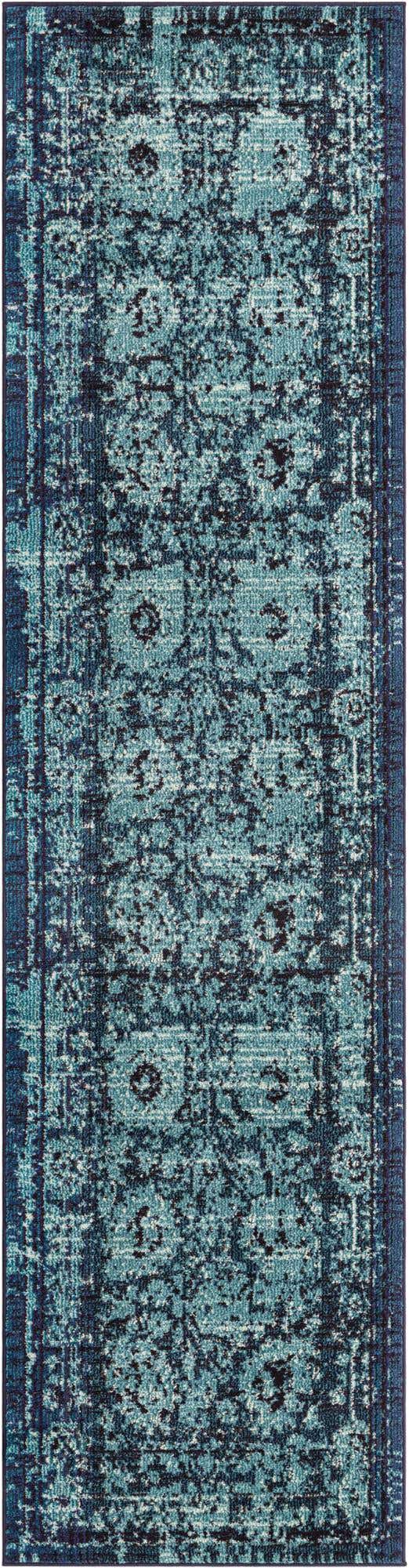 Blue 2' 7 x 10' Medici Runner Area Rug 100% Polypropylene Traditional Vintage Classic Carpet for Home Interior Design Decor for Sale at Rug Engine