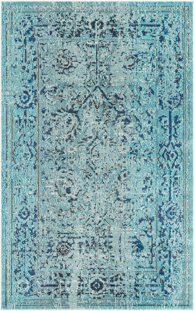 Light Blue 5' 1 x 8' Medici Rectangle Area Rug 100% Polypropylene Traditional Vintage Classic Carpet for Home Interior Design Decor for Sale at Rug Engine