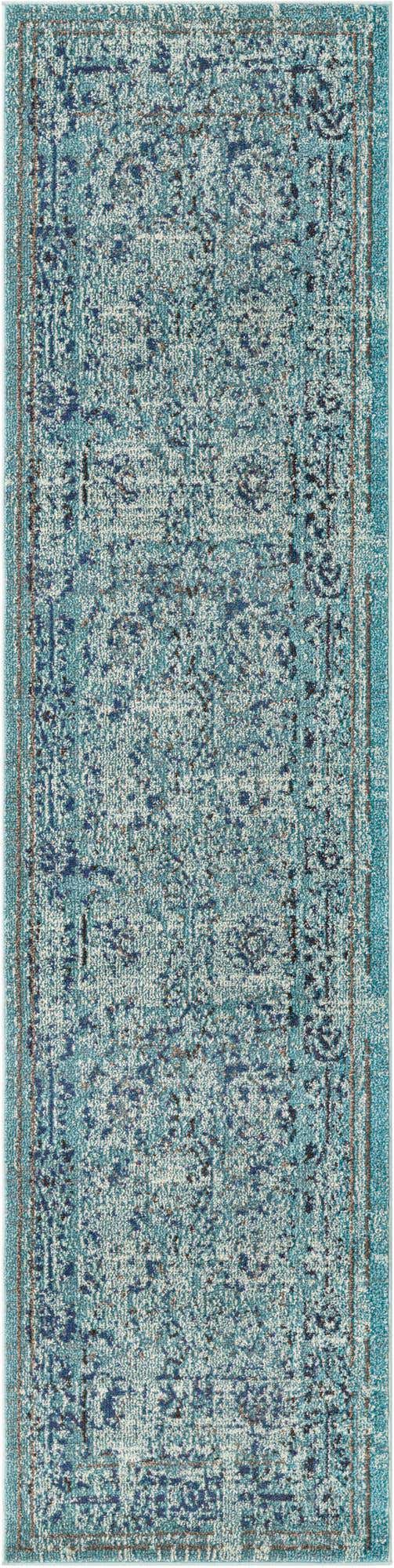 Light Blue 2' 7 x 10' Medici Runner Area Rug 100% Polypropylene Traditional Vintage Classic Carpet for Home Interior Design Decor for Sale at Rug Engine