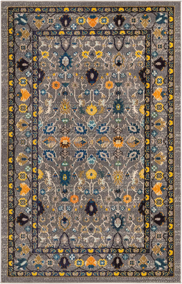 Gray 5' 1 x 8' Medici Rectangle Area Rug 100% Polypropylene Traditional Vintage Classic Carpet for Home Interior Design Decor for Sale at Rug Engine