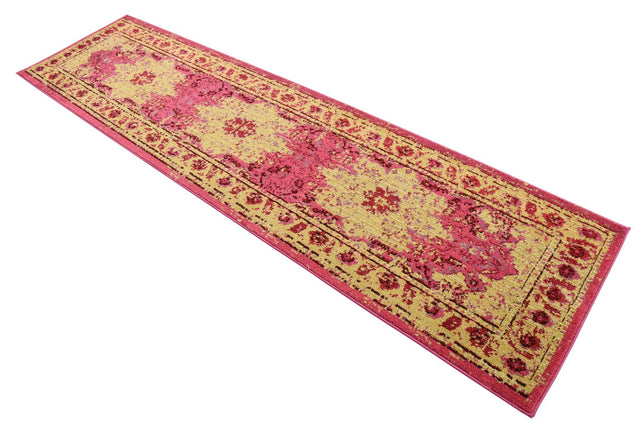 Pink 2' 7 x 10' Medici Runner Area Rug 100% Polypropylene Traditional Vintage Classic Carpet for Home Interior Design Decor for Sale at Rug Engine