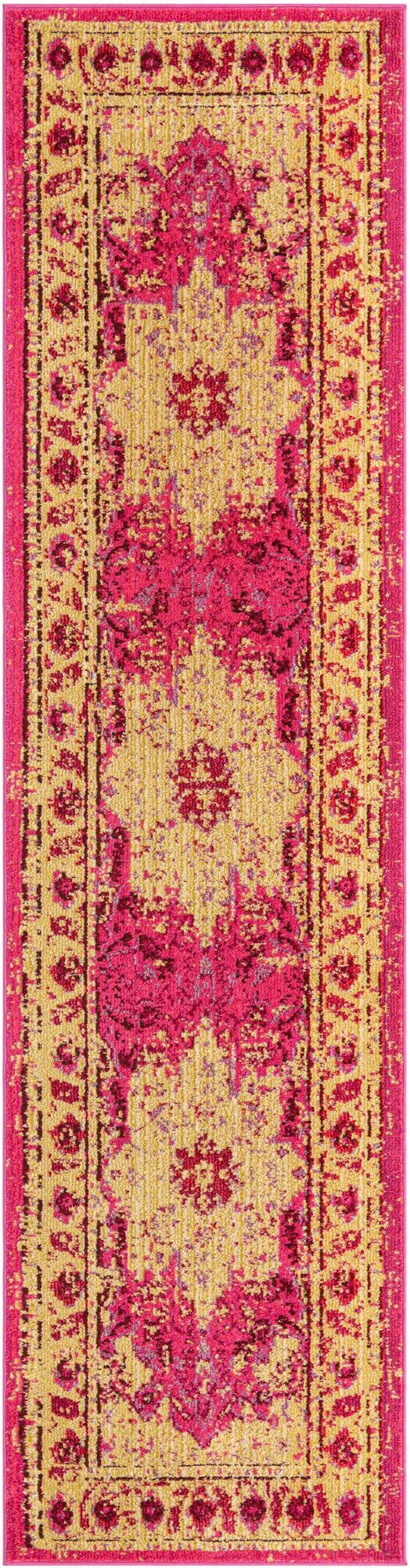 Pink 2' 7 x 10' Medici Runner Area Rug 100% Polypropylene Traditional Vintage Classic Carpet for Home Interior Design Decor for Sale at Rug Engine