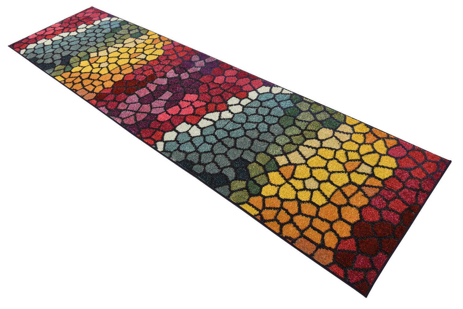 Multicolor 2' 7 x 10' Estrella Runner Area Rug 100% Polypropylene Non-Shedding Stain Resistant Carpet Colorful Modern Abstract Design Easy Clean for Home Decor for Sale at Rug Engine