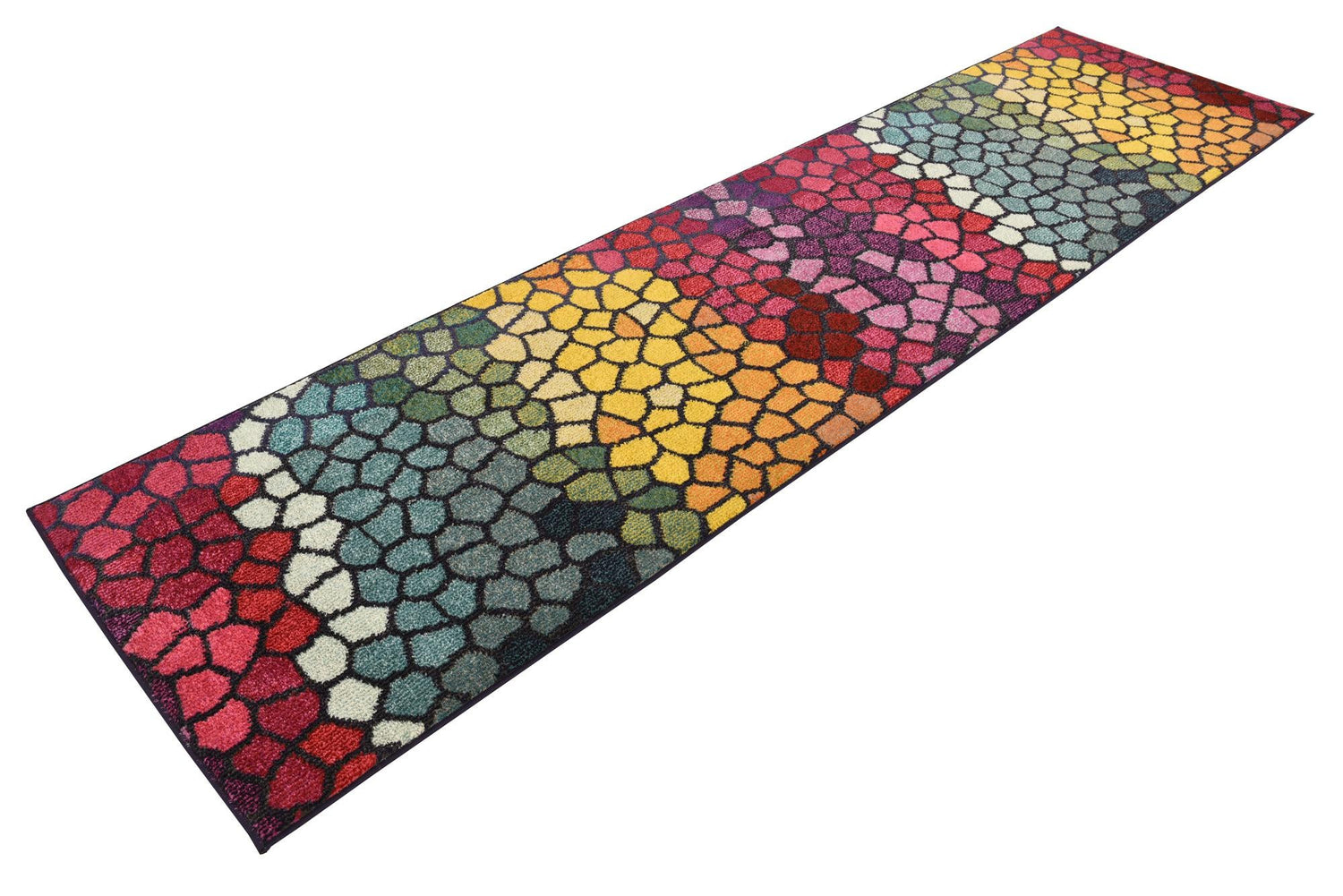 Multicolor 2' 7 x 10' Estrella Runner Area Rug 100% Polypropylene Non-Shedding Stain Resistant Carpet Colorful Modern Abstract Design Easy Clean for Home Decor for Sale at Rug Engine