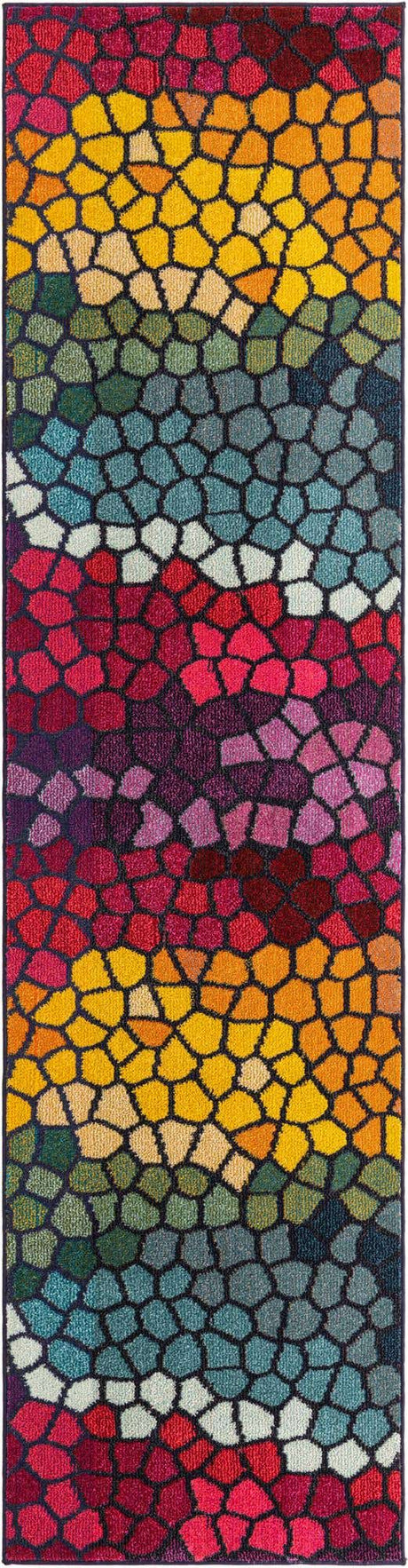 Multicolor 2' 7 x 10' Estrella Runner Area Rug 100% Polypropylene Non-Shedding Stain Resistant Carpet Colorful Modern Abstract Design Easy Clean for Home Decor for Sale at Rug Engine