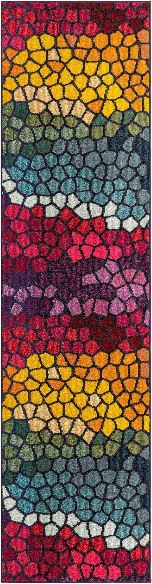 Multicolor 2' 7 x 10' Estrella Runner Area Rug 100% Polypropylene Non-Shedding Stain Resistant Carpet Colorful Modern Abstract Design Easy Clean for Home Decor for Sale at Rug Engine
