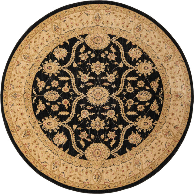 Black 8' x 8' Edinburgh Round Area Rug 100% Polypropylene Easy Clean With Cotton Backing Traditional Classic Design Carpet for Living, Dining Room, Office for Sale at Rug Engine