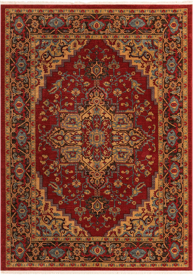 Red 8' x 11' Sahand Rectangle Area Rug Affordable Easy Clean Traditional Design Durable Carpet for Home Interior Design Living Room Dining Office for Sale at Rug Engine