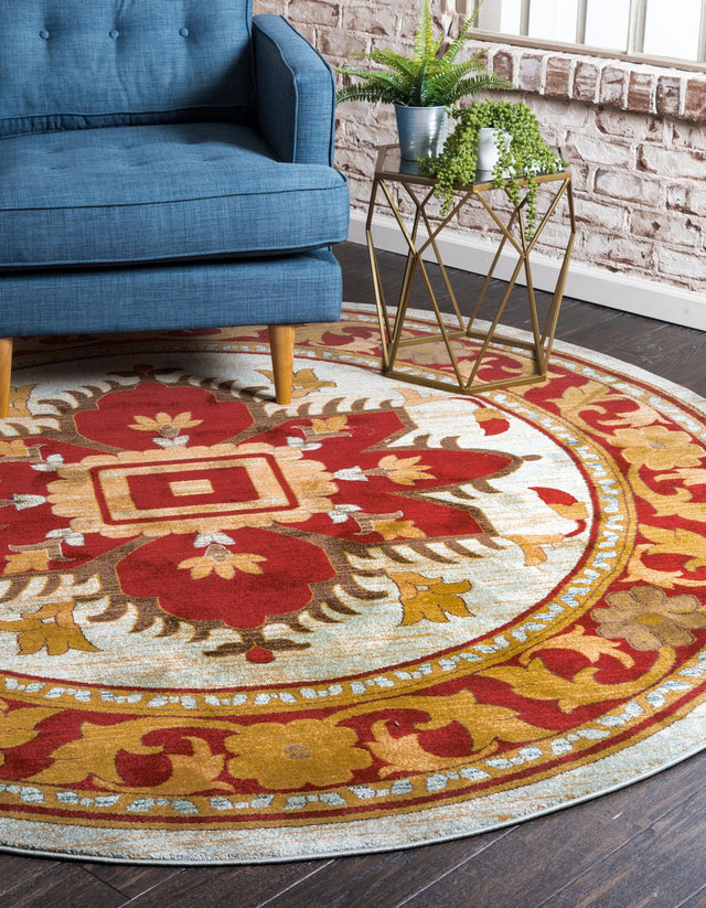 Light Blue 6' 1 x 6' 1 Sahand Round Area Rug Affordable Easy Clean Traditional Design Durable Carpet for Home Interior Design Living Room Dining Office for Sale at Rug Engine