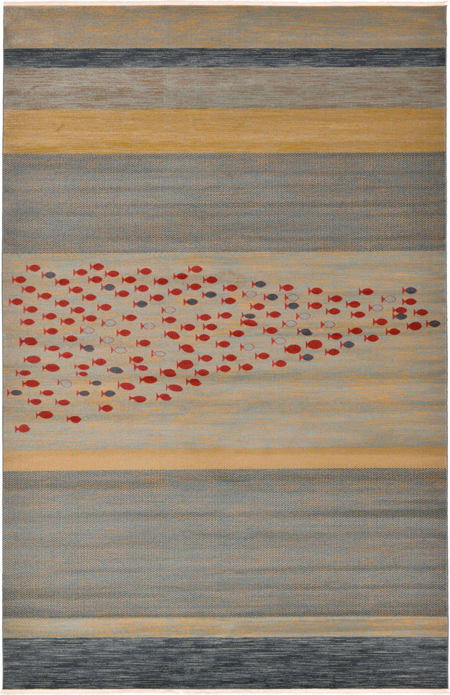 Blue 10' 6 x 16' 5 Fars Rectangle Area Rug 100% Polypropylene Unique Traditional Carpet for Classical Living, Dining Room & Office Spaces for Sale at Rug Engine