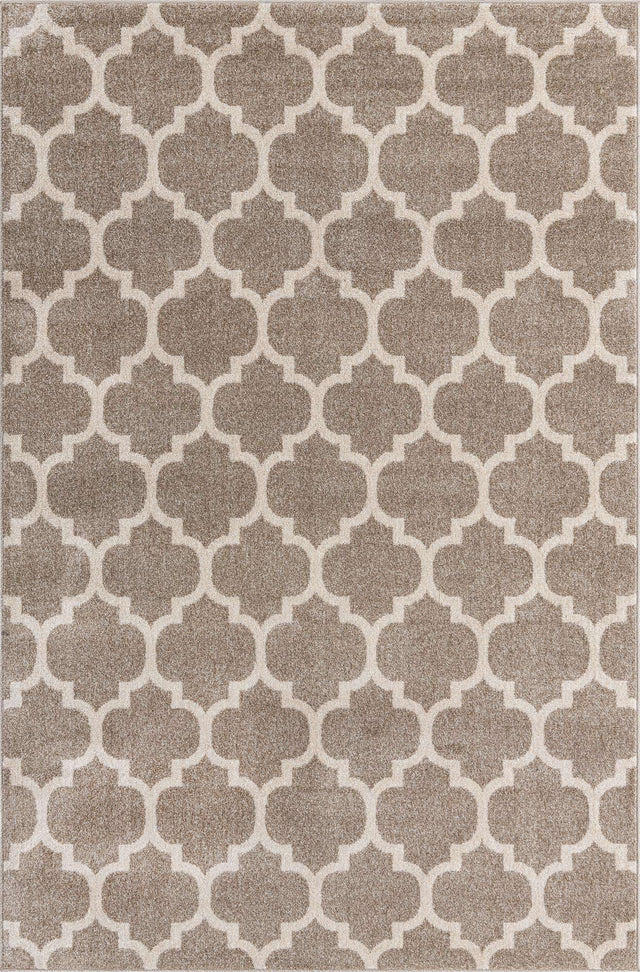 Light Brown 6' 1 x 9' Trellis Rectangle Area Rug