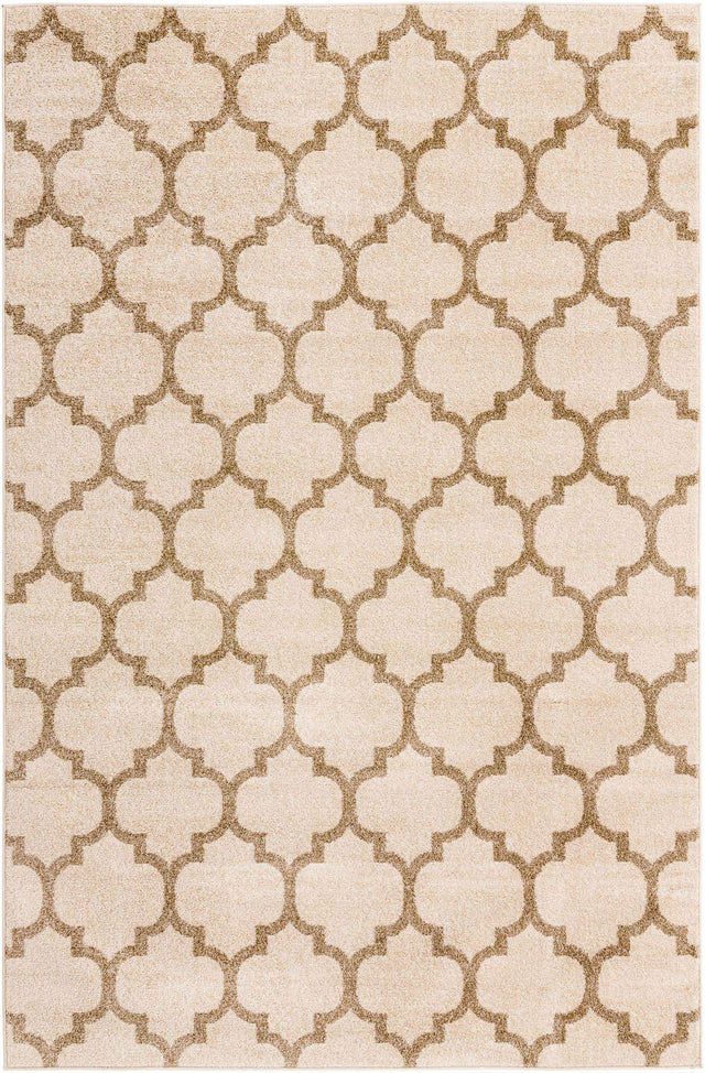 Beige and Light Brown 6' 1 x 9' Trellis Rectangle Area Rug