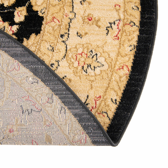 Black 8' x 8' Edinburgh Round Area Rug 100% Polypropylene Easy Clean With Cotton Backing Traditional Classic Design Carpet for Living, Dining Room, Office for Sale at Rug Engine