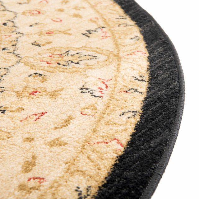 Black 6' 1 x 6' 1 Edinburgh Round Area Rug 100% Polypropylene Easy Clean With Cotton Backing Traditional Classic Design Carpet for Living, Dining Room, Office for Sale at Rug Engine