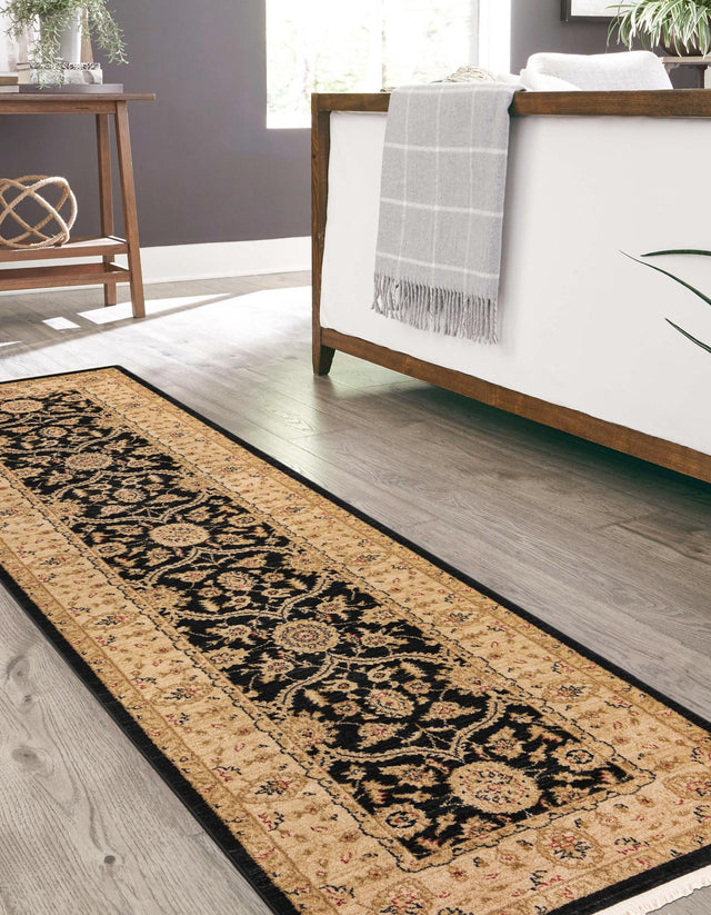 Black 2' 7 x 10' Edinburgh Runner Area Rug 100% Polypropylene Easy Clean With Cotton Backing Traditional Classic Design Carpet for Living, Dining Room, Office for Sale at Rug Engine