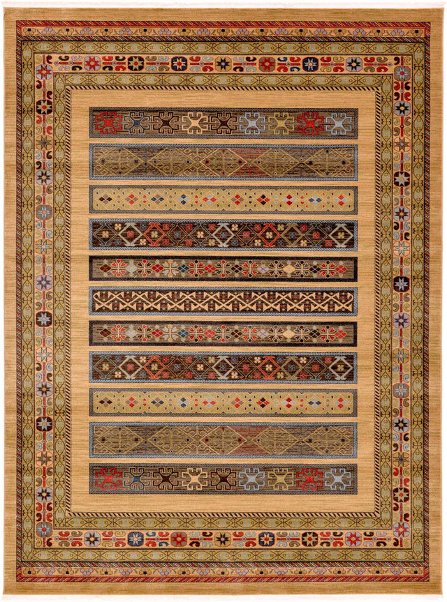Tan 9' x 12' Fars Rectangle Area Rug 100% Polypropylene Unique Traditional Carpet for Classical Living, Dining Room & Office Spaces for Sale at Rug Engine