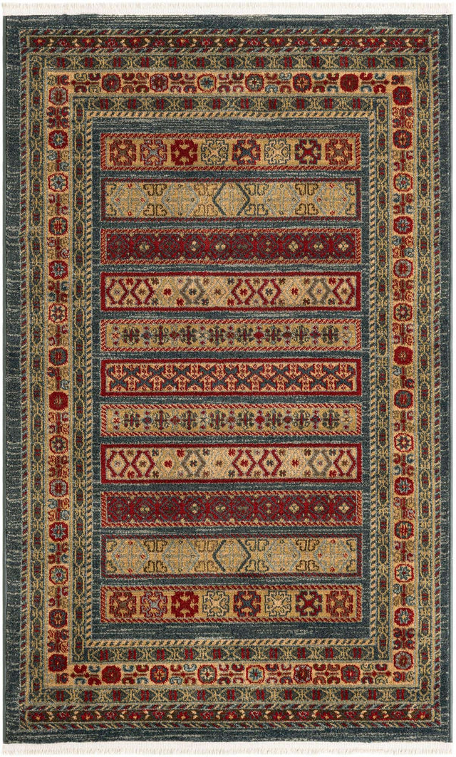 Blue 3' 1 x 5' 3 Fars Rectangle Area Rug 100% Polypropylene Unique Traditional Carpet for Classical Living, Dining Room & Office Spaces for Sale at Rug Engine
