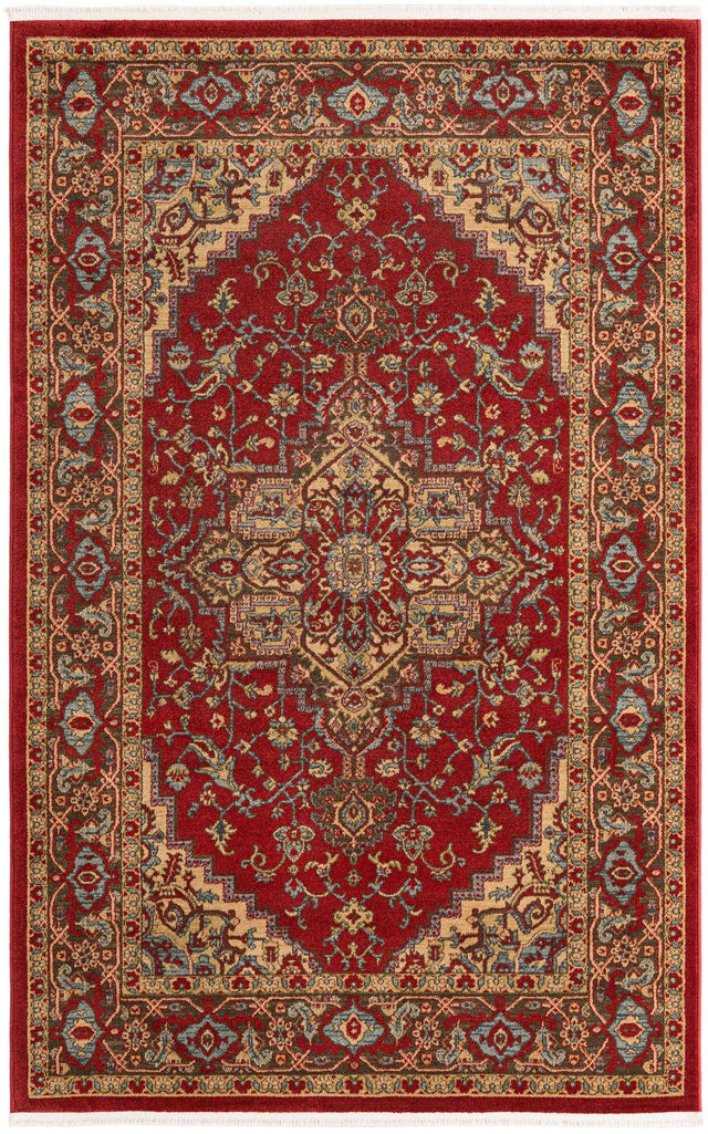 Red 5' 1 x 8' Sahand Rectangle Area Rug Affordable Easy Clean Traditional Design Durable Carpet for Home Interior Design Living Room Dining Office for Sale at Rug Engine